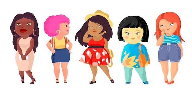 Premium Vector | Body Positive Women Vector Illustration. Plus Size ...