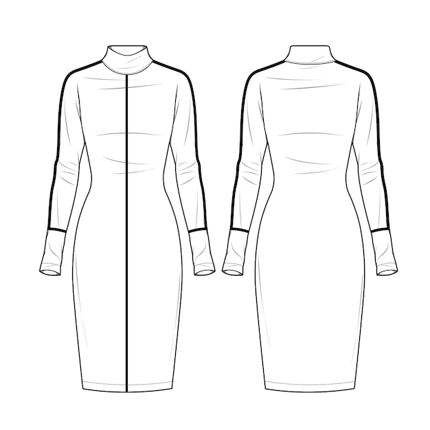 Premium Vector | Bodycon dress flat sketch