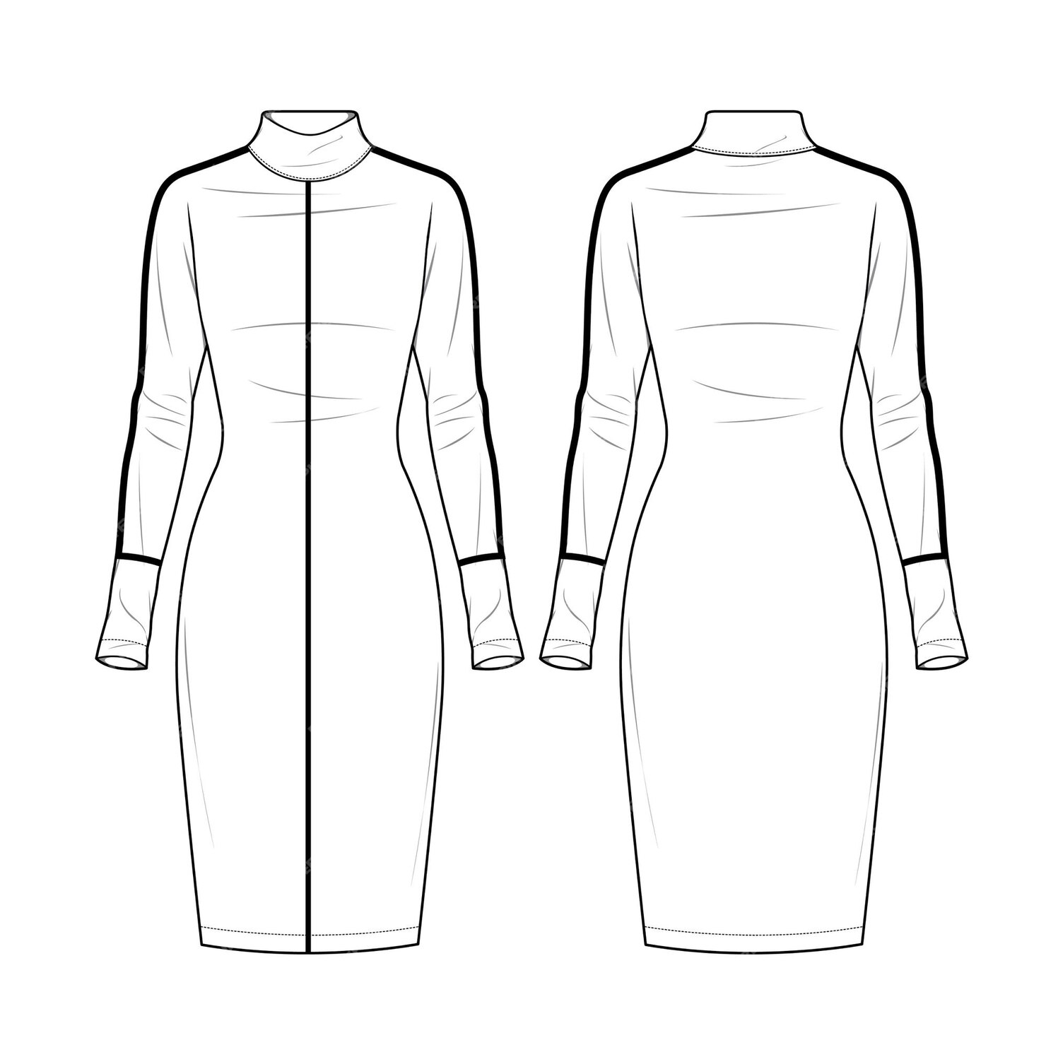 Premium Vector | Bodycon dress flat sketch