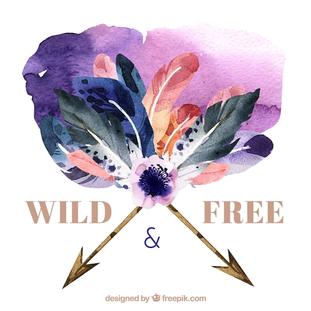 Download Boho background with watercolor elements Vector | Free ...