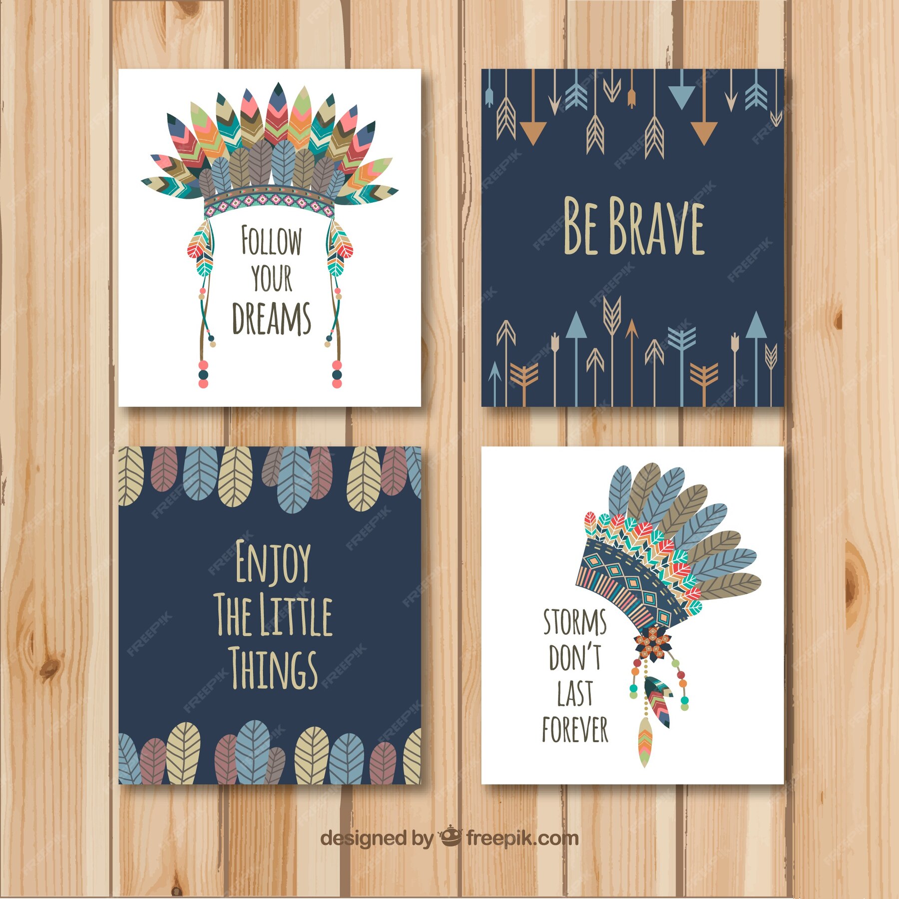 Free Vector | Boho cards collection with elements