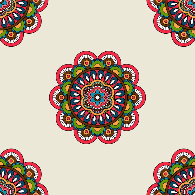 Download Boho doodle mandala seamless pattern | Premium Vector