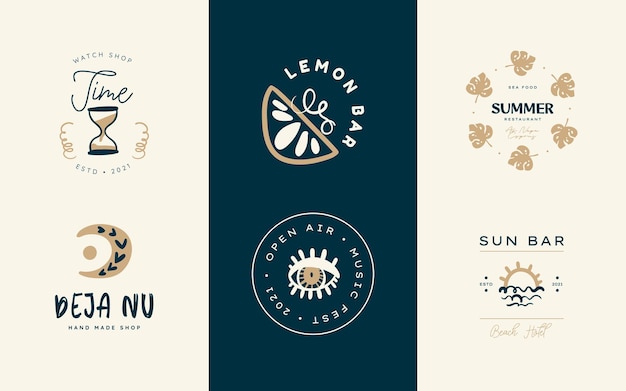 Premium Vector Boho Logo Design Templates Collections Doodle Bohemian Icons And Symbols Set 5833