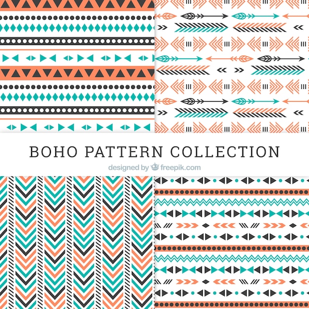 Boho pattern collection with flat design | Free Vector