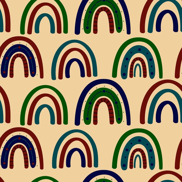 Premium Vector Boho Rainbow Seamless Pattern Rainbow Bohemian In