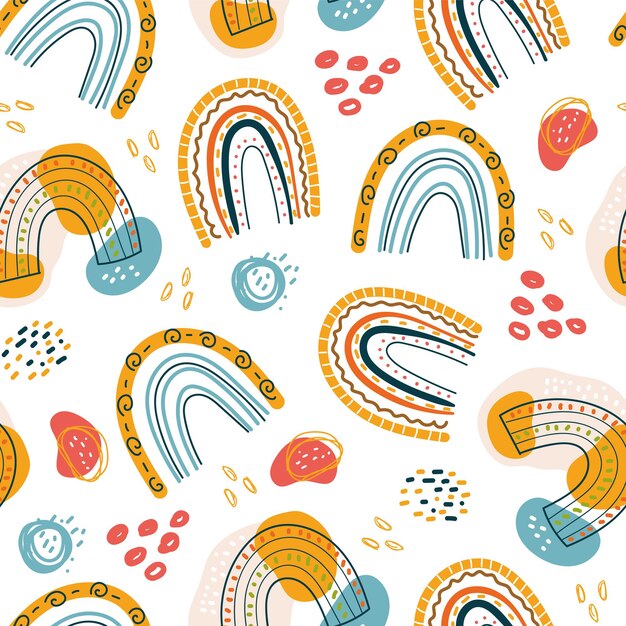 Premium Vector | Boho Rainbow Seamless Pattern For Children Is Room