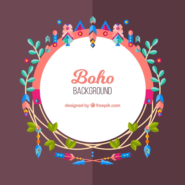 Boho style background with flat design | Free Vector