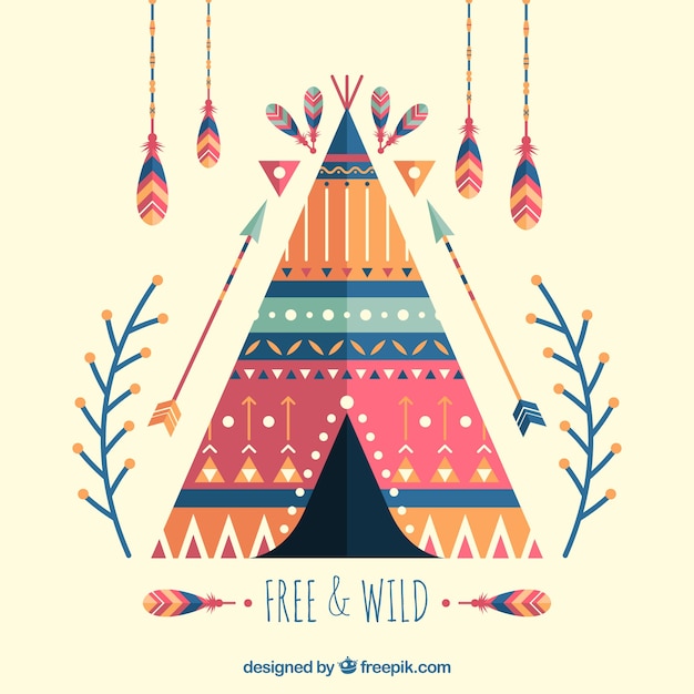 Boho style background with flat design | Free Vector