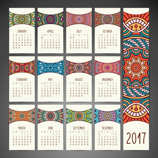 free-vector-boho-style-calendar-design