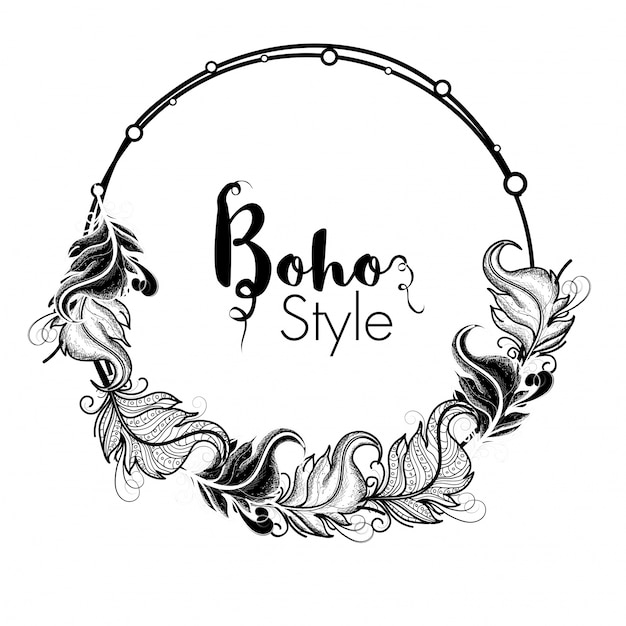 Boho style frame with ethnic floral ornaments decoration, Hand drawn decorative element design. Free Vector Boho style frame with ethnic floral ornaments decoration, Hand drawn decorative element design. Free Vector
