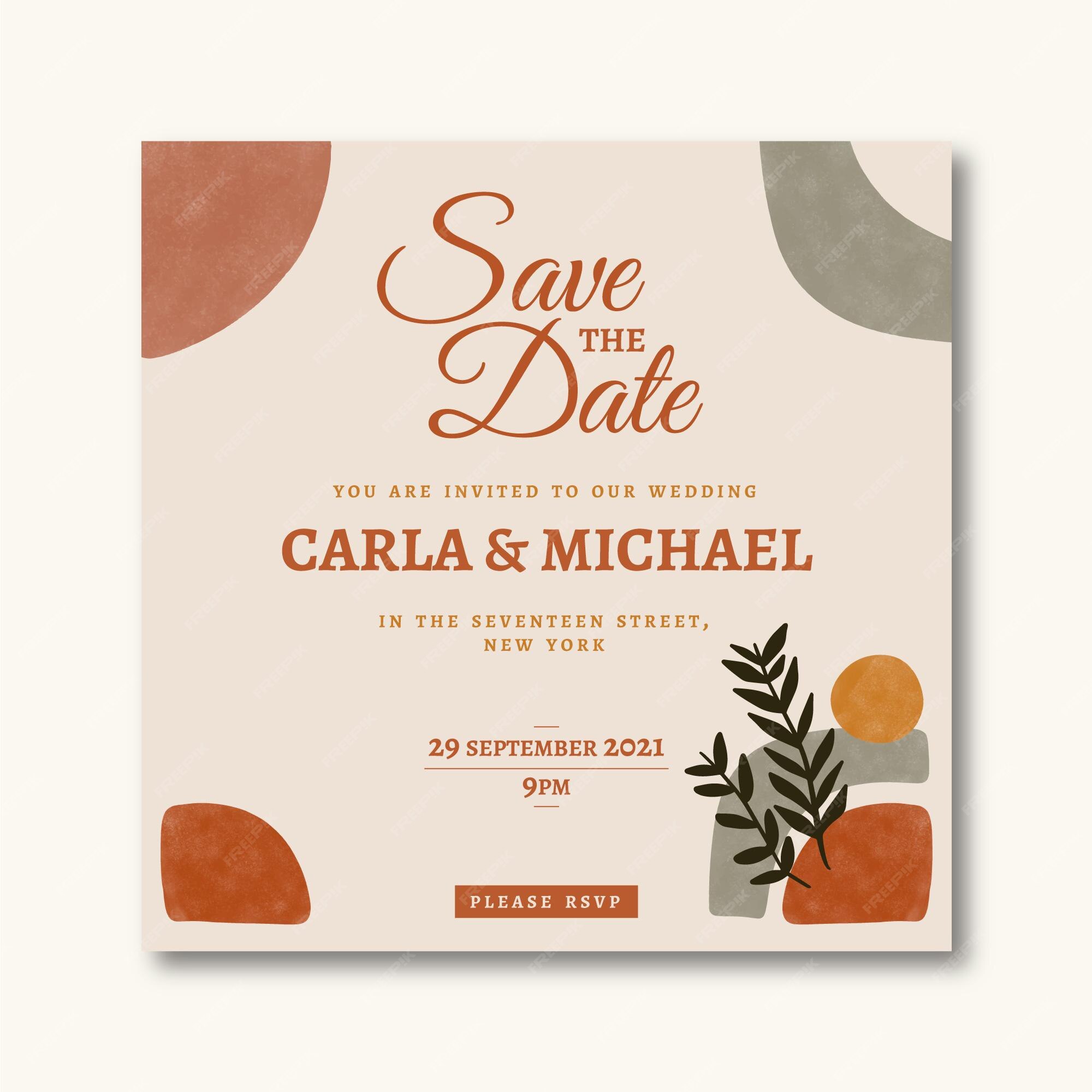 Free Vector | Boho wedding invitation template