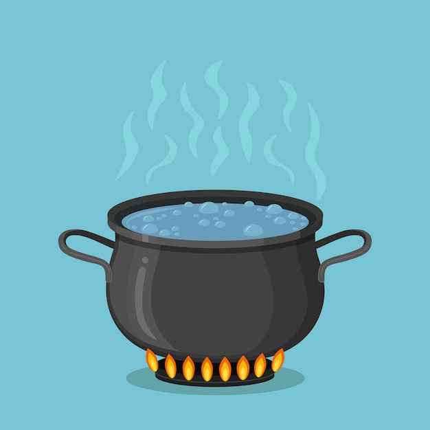 Premium Vector Boiling water in a cooking pot