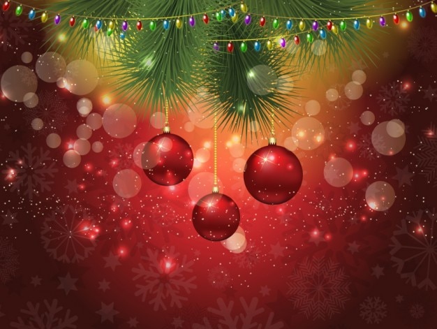 Bokeh Christmas background with christmas\
decorations