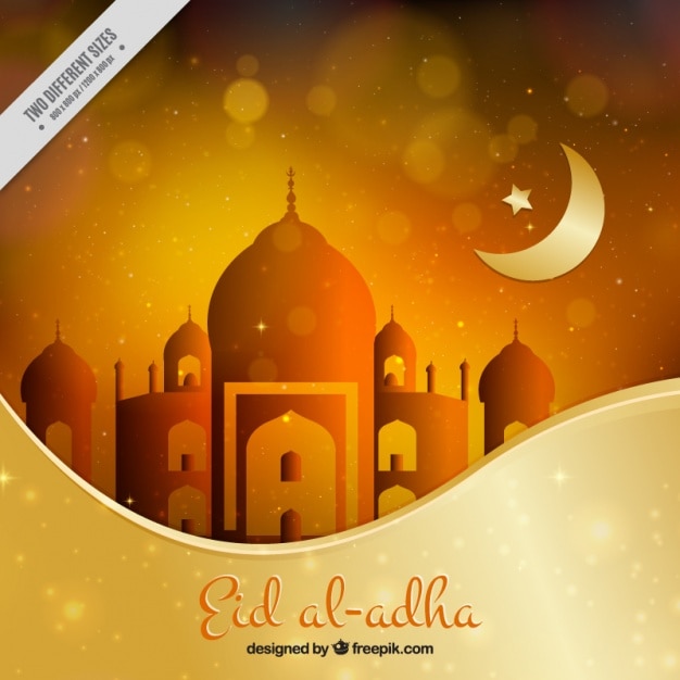 Bokeh eid al adha background Vector  Free Download