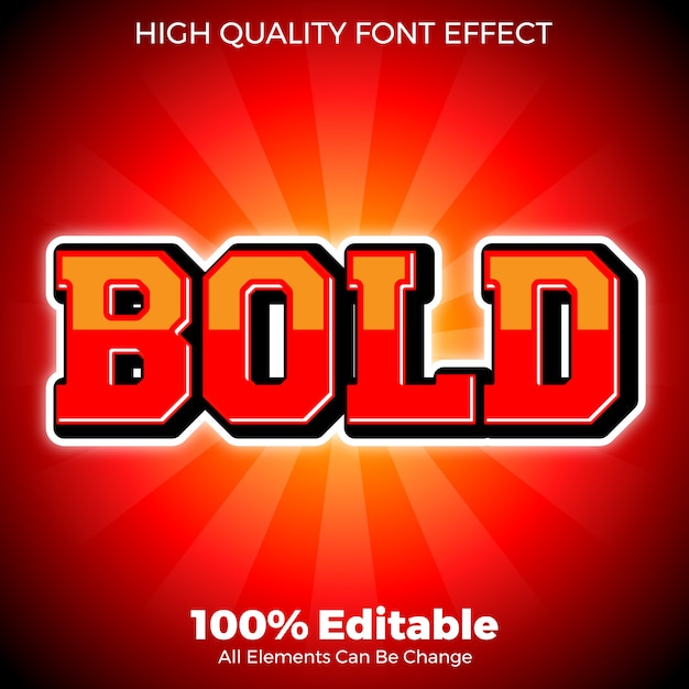 Bold red with gloss effect style editable font | Premium Vector