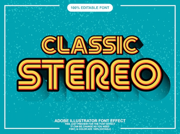Download Bold rounded retro text style font effect Vector | Premium Download