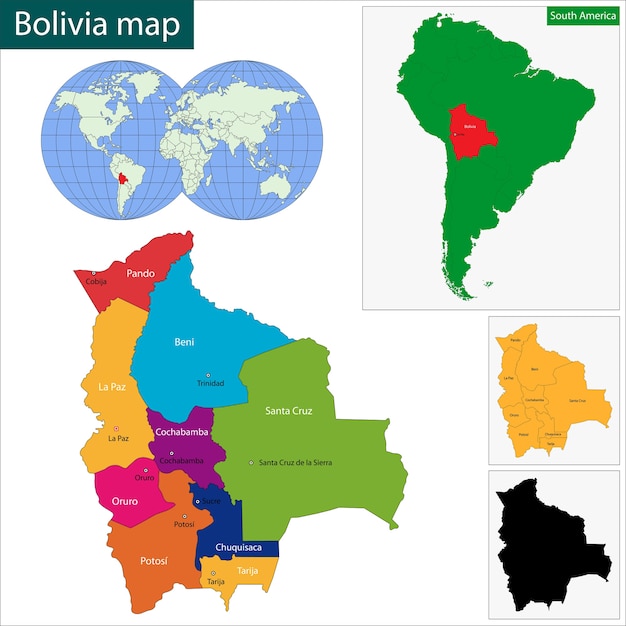 Bolivia Map Bolivia Map For Powerpoint Major Cities And Capital Clip ...