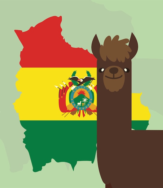 Premium Vector | Bolivian llama and map