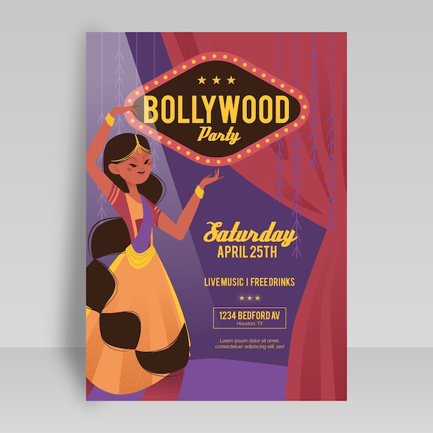 Free Vector | Bollywood party poster template