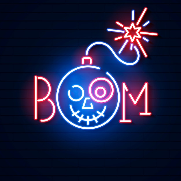 Premium Vector | Bomb blue glowing neon icon