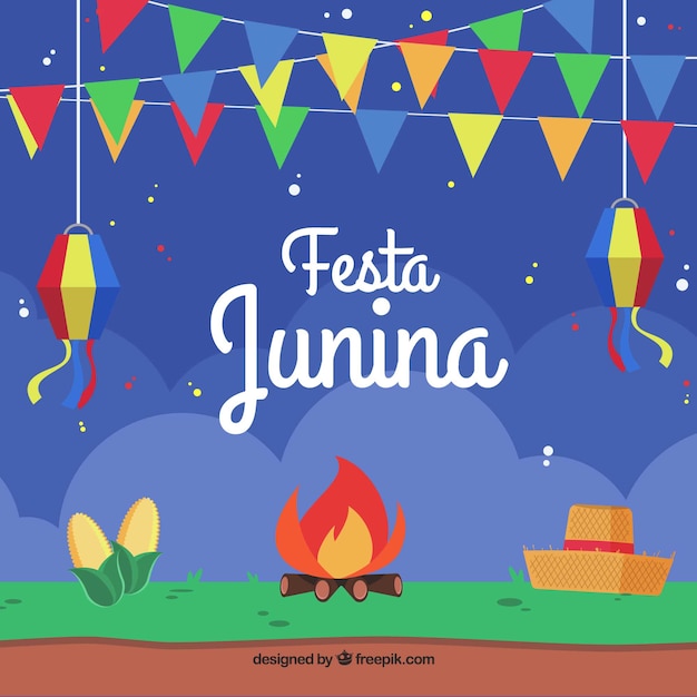 Free Vector | Bonfire and festa junina in flat design