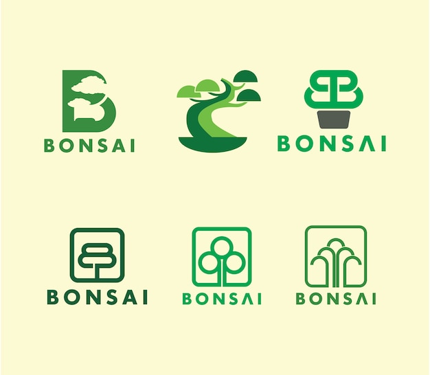 Premium Vector Bonsai Tree Creative Logo Set