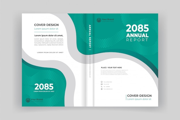 Book front and back cover for annual report with geometric shapes design Premium Vector
