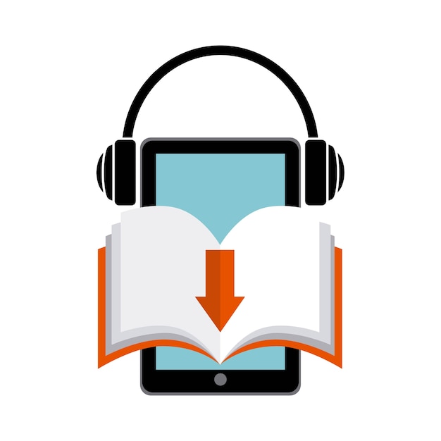 Premium Vector | Book and headphone icon. audiobooks design. vector graphic