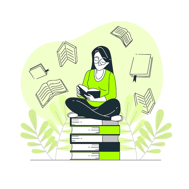 Book lover concept illustration Free Vector