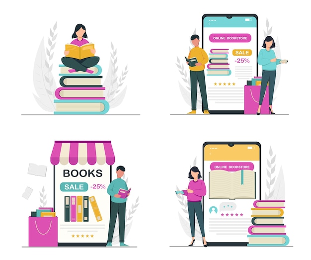 Premium Vector | Book Lover Reading Library Concept