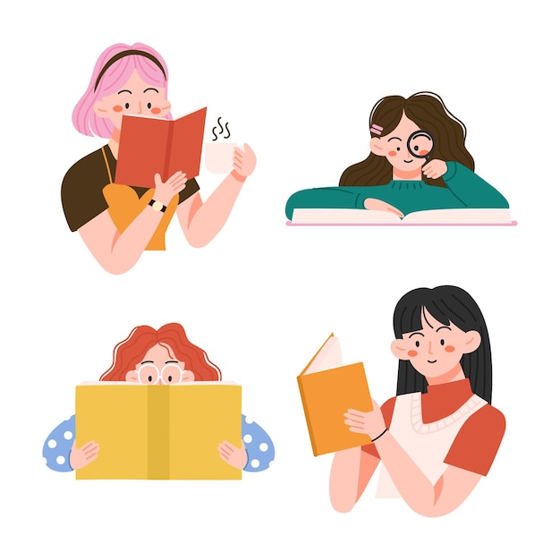 Premium Vector Book Lovers People Reading Or Studying And Preparing For Examination With Cozy At Home And Happy World Book Day Illustration