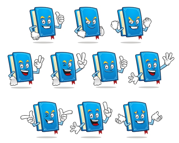 Download Book mascot vector pack, book character set | Premium Vector