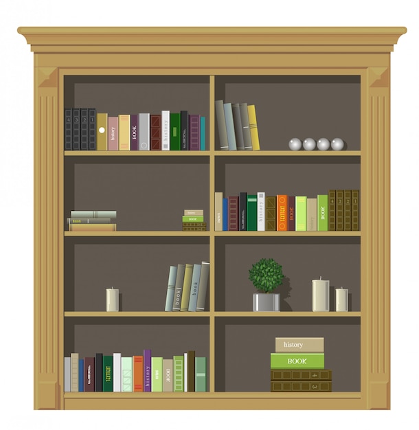 Premium Vector | Book wooden cabinet