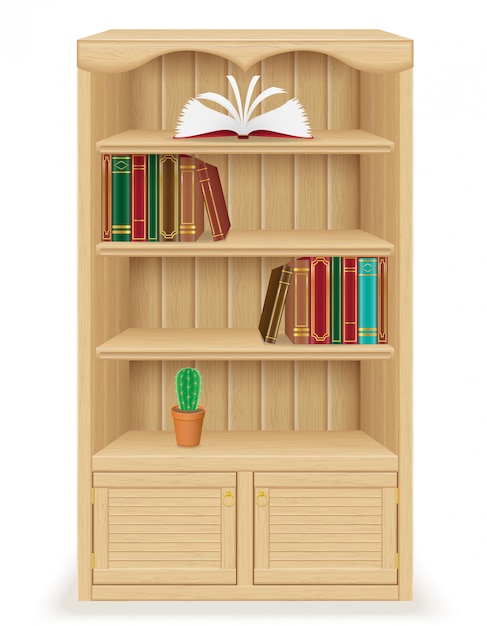 Premium Vector | Bookcase furniture made of wood