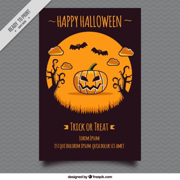 Free Vector | Booklet celebrating halloween with pumpkin