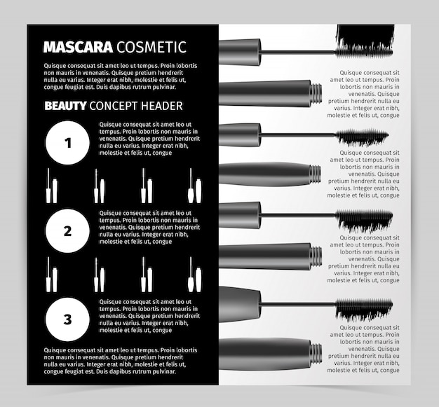 Booklet with realistic vector mascara objects Free Vector