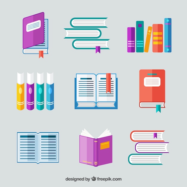 Books Collection In Flat Design Vector Free Download 5816