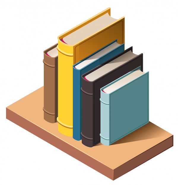 Download Books on wall bookshelf isometric 3d icon illustration | Premium Vector