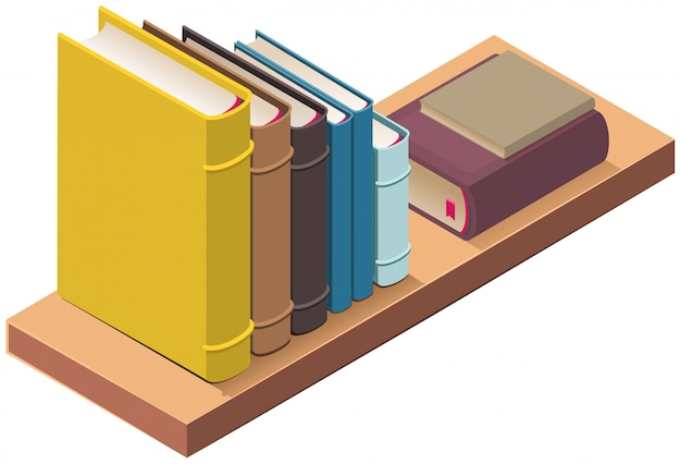 Download Bookshelf and several hardcover books. 3d vector isometric illustration Vector | Premium Download