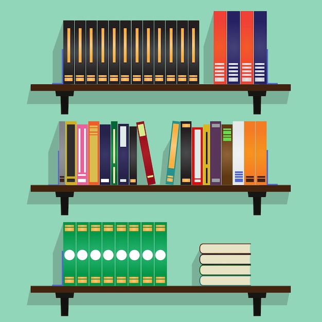 Download Bookshelves with Row Of Books Vector Illustration Vector ...