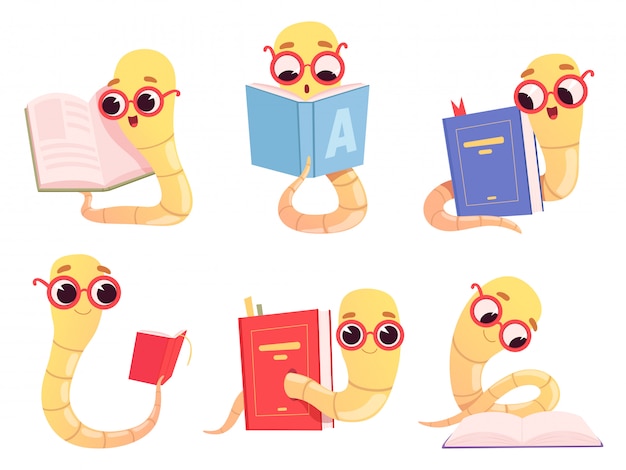 Premium Vector Bookworms Cartoon Back To School Character Reading 1380