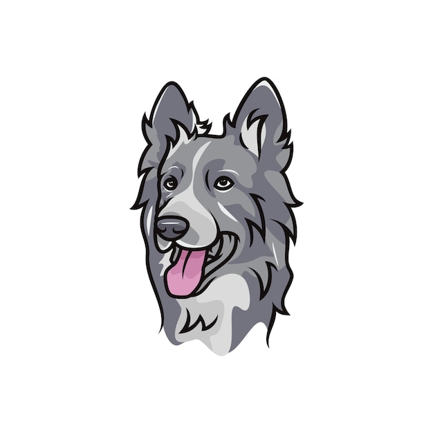 ボーダーコリー犬 ベクトルロゴ アイコンイラストマスコット プレミアムベクター
