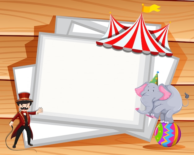 Free Vector | Border design with elephant show at circus