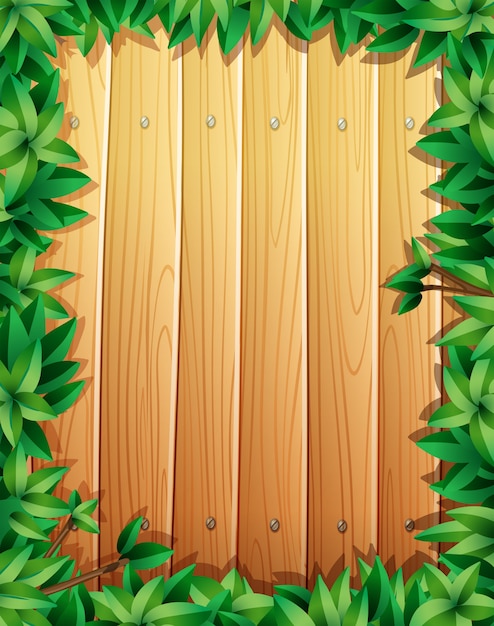 border design with green leaves on wooden wall_1308 4838
