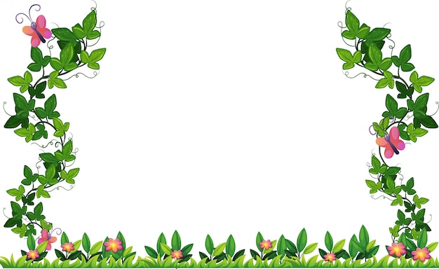 Download Free Vector | Border design with vine and butterflies