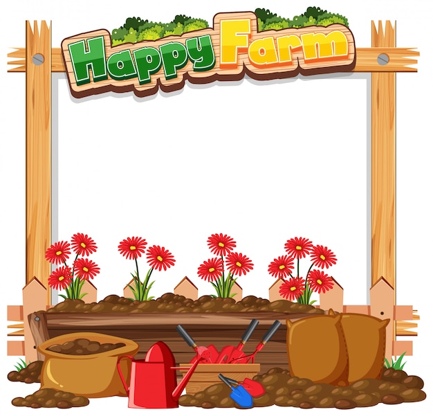 Premium Vector | Border frame template with gardening theme background