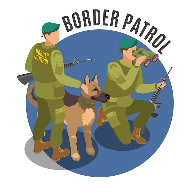 Download Border patrol with dog | Free Vector