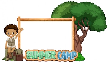 Free Vector | Border template design with boy at summer camp