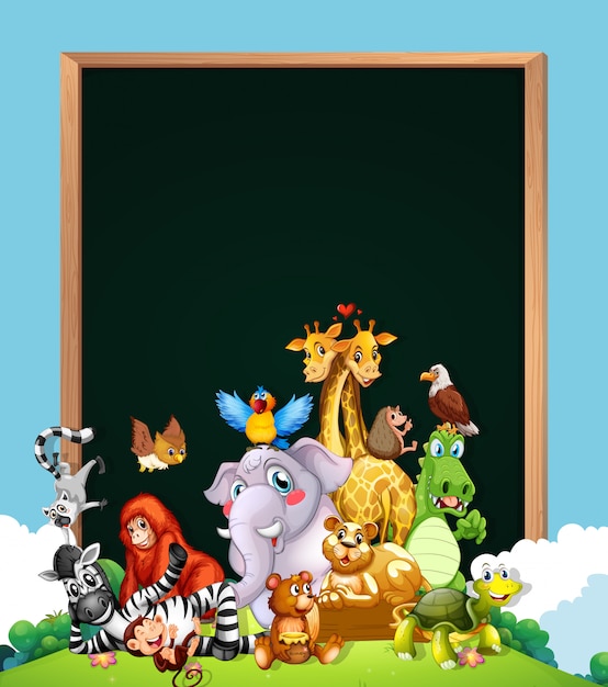 Border Template Design With Cute Animals Vector | Free Download