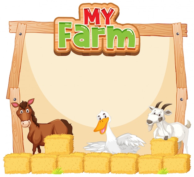 Download Free Vector | Border template design with farm animals